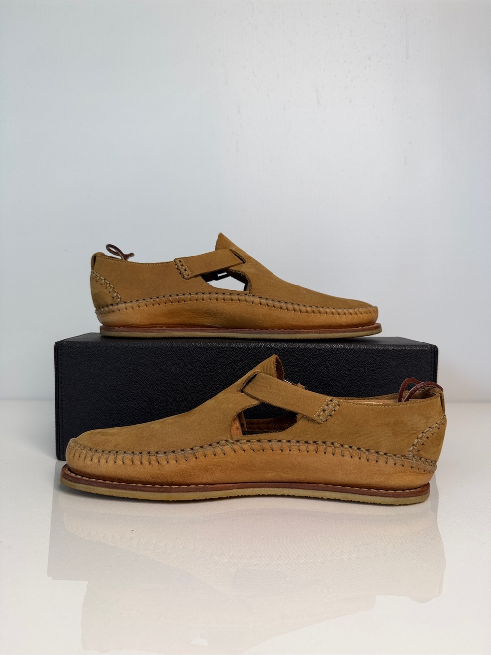Cole Haan Suede Slip-On Loafers Buckle Detail Tan Size 9.5 Made in Brazil